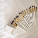 BH Cosmetics White Studded Elegance - 12 Piece Brush Set