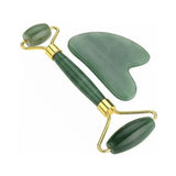 Facial Beauty Guasha Jade Roller Set In Marble - Green