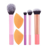 Real Techniques Everyday Essentials Makeup Brush Set Plus with Bonus Miracle Complexion Sponge