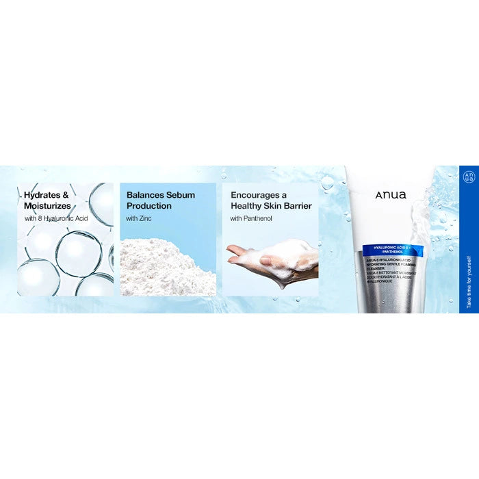 Anua Hyaluronic Acid 8 Plus Pantehnol Hydrating Gentle Foaming Cleanser - 150ml